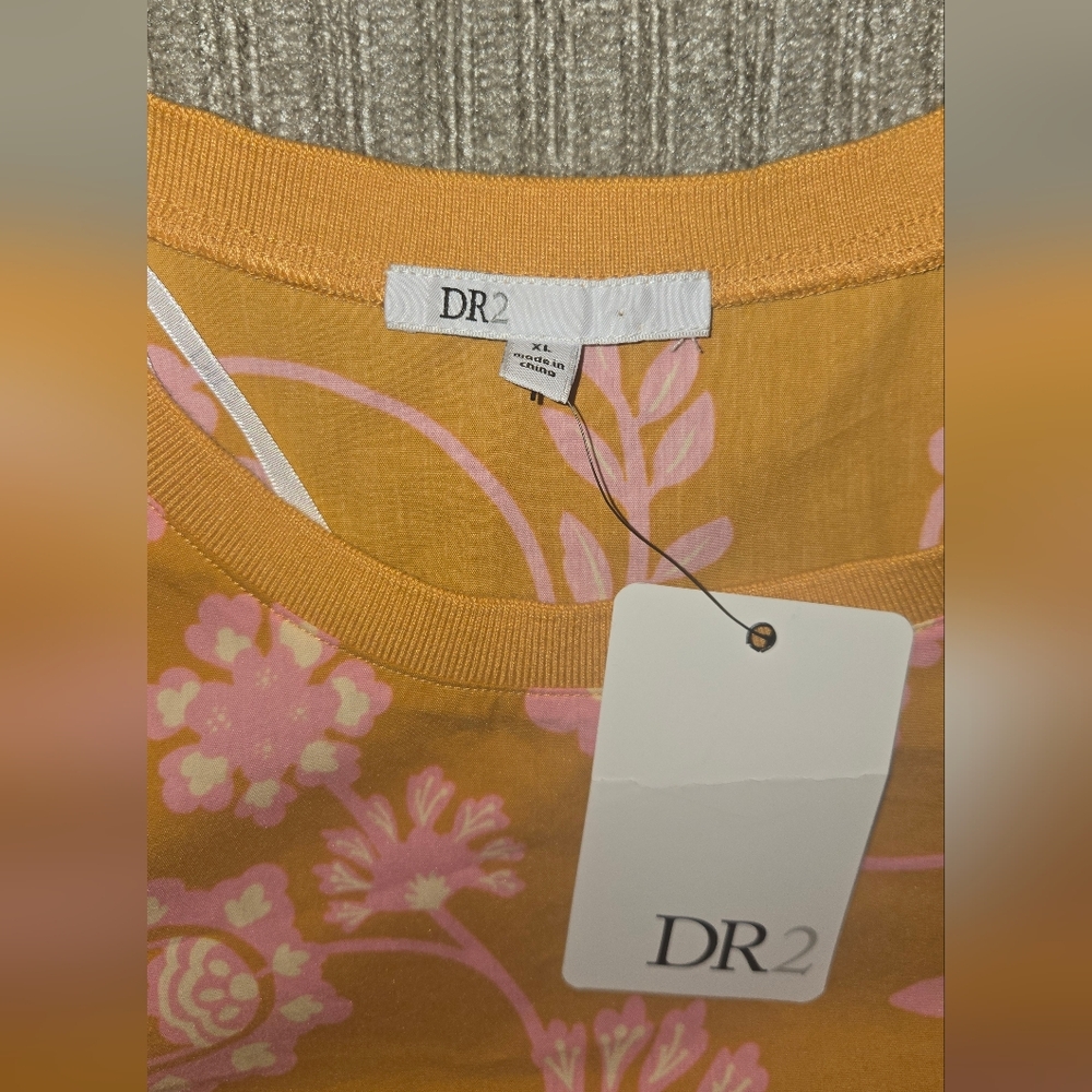 DR2 Pink Floral Paisley on Mustard Tank - Picture 3 of 4